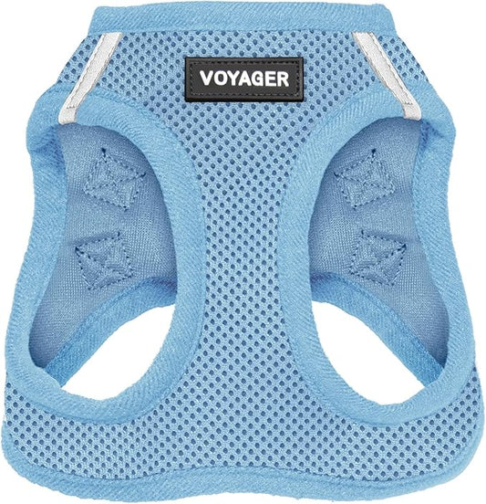 Best Pet Supplies Voyager Step-in Air Harness - All Weather Mesh, Reflective, No Pull Harness for Dogs, Cats - Secure with Hook & Loop Fastener, Buckle, Double D-Rings - Baby Blue, M