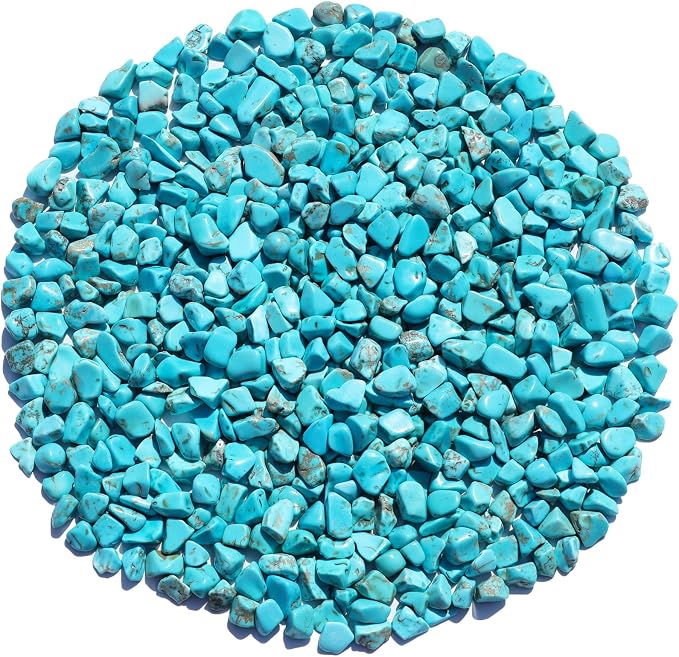 QYGL Crystal Stone - 0.9LB Howlite Turquoise Crystal Chips Bulk | Decorative Tumbled Gemstones for Fish Tank Gravel, Vase Filler, DIY Crafts, Plant Pots & Home Decor