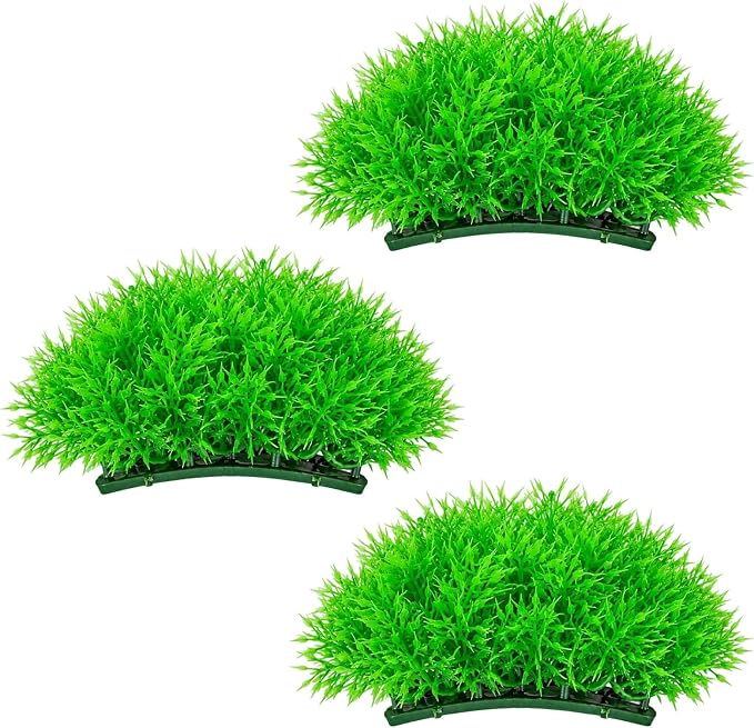 Moonorange 3pcs Dense Artificial Aquarium Plants Weighted Bushy Fake Water Grass Ornament Non-Toxic Soft PVC Fish Tank Decor for Betta Shrimp Turtle Tank Reptile Terrarium Landscape