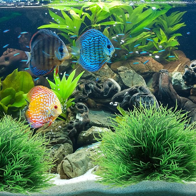 2 Pcs Aquarium Plants Decorations Fish Tank Decorations Artificial Fish Tank Plants Plastic Fishes Tanks Accessories Small Large Aquarium Decoration Plastic Artificial Plant(Light Green)