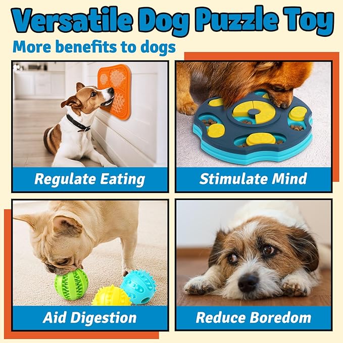 Forfon 9 Pack All-Around Dog Puzzle Toy Set -Mentally Stimulating Dog Enrichment Toys for Small to Medium Smart Dogs, Includes Dog Lick Mat with Suction Cups