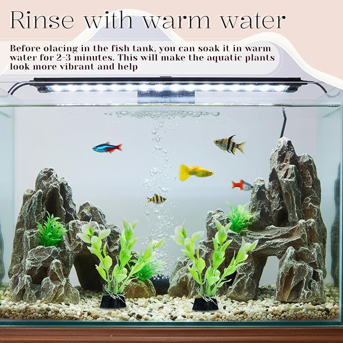 2 Pcs 4 Inch Small Aquarium Plants for Betta Fish Tank, Aquarium Plants Decorations Fish Tanks Plants Leaf Hammock Water Grass Decoration(Green)