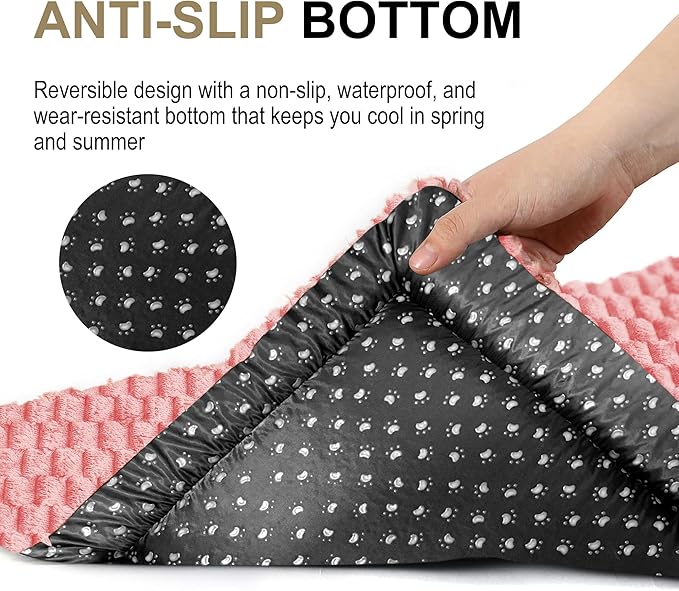 Dog Bed Crate Mat, Soft Durable Washable Anti-Slip Kennel Pad for Dogs & Cats, Reversible (Pink, L(35"*23"*1.5"))