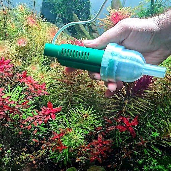 Aquarium Spot Vacuum for Gravel, Sand & Aquasoil, Electric Aquarium Cleaner, Removes Debris Without Removing Water (No Water Change Needed), Fully Submersible, Compact Design for Tight Spaces