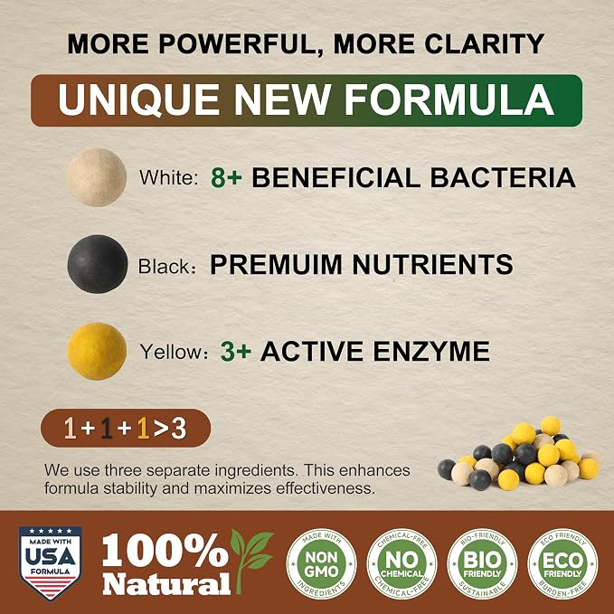 Dr.Raifya's Muck Reducer, Pond Sludge & Water Fountain Clarifier, 1 LB | Beneficial Bacteria for Ponds, Naturally Removes Muck & Controls Odor, Safe for Fish & Wildlife, Easy to Use - 9,000 Granules