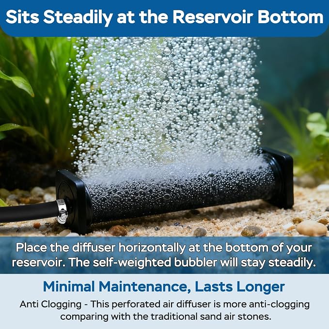 AquaMiracle New Innovative Rubber Air Stone | Air Bubbler | Oxygen Air Diffuser | for Pond Aerator | Pond Aeration | for Large Aquarium | 8”x1.25” | 2-Pack