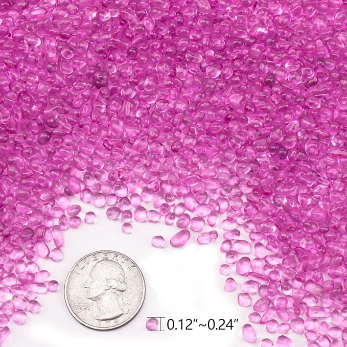 Keedolla 2 lbs/900g Aquarium Fish Tank Pebbles Gravel for Betta Fish, Sea Glass Beads Fish Bowl Rocks Pebbles Glass Stone Polished for Aquarium, Vase Fillers, Christmas Decoration - Pink