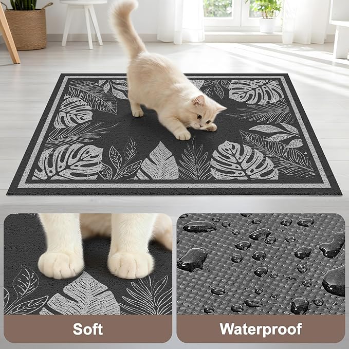 Unicorn Catcher 33x22 inches Cat Litter Mat Non-Slip Bottom Litter Box Mat Urine-Proof Soft Litter Mat for Cats Waterproof Pads Protects Floors Cat Mat for Litter Box