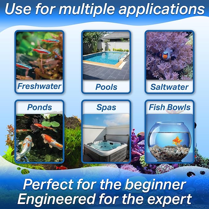 Phosphate Test Strips for Freshwater & Saltwater Fish Tank - Testing Strips for Fresh & Salt Water Aquarium - Lab Grade Water Tester Kit - 100 Count