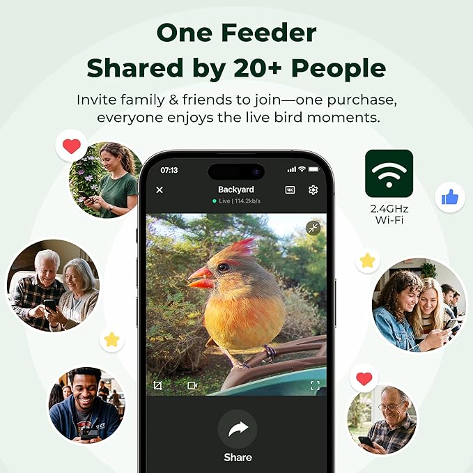 Kiwibit Smart Bird Feeder 4K AI Camera with Solar Panel, No Subscription, Lifetime AI Feature Included, 4K Video Live Stream, 8MP Photos Auto Capture, Bird Species Identification, Bird Notification