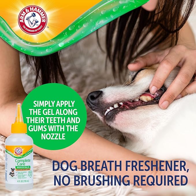 Arm & Hammer Complete Care Brushless Dental Kit for Dogs – Includes No-Brush Oral Gel + Dog Dental Spray, Fresh Breath, Tartar Control, Baking Soda Enhanced Dental Dog Supplies, 4 Fl Oz Each