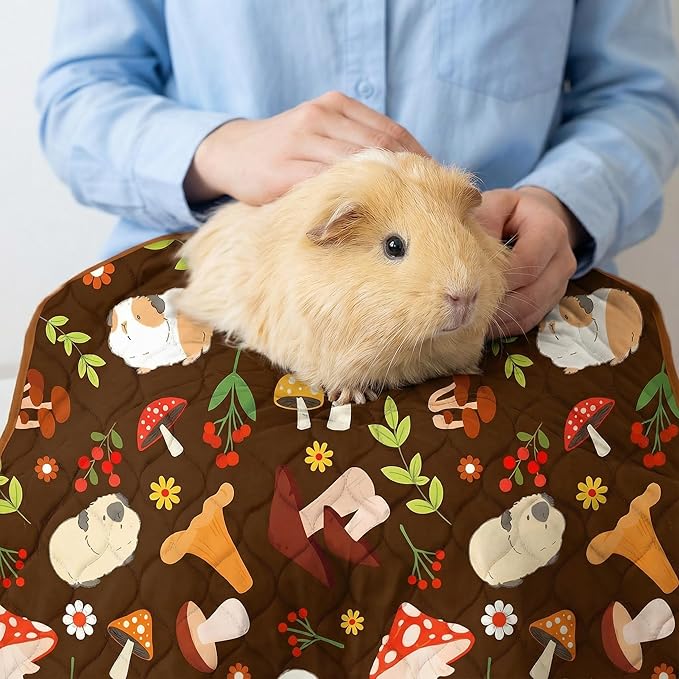 Guinea Pig Cage Liners, 59x31in 2 Pack Washable Guinea Pig Bedding, Waterproof Reusable & Anti Slip, Super Absorbent Guinea Pig Pee Pad for Small Animal, Rabbit, Bunny, Fit for C&C Cage, Brown