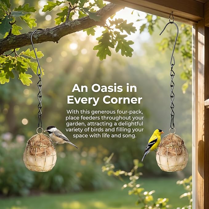 4PCS Bird Nesting Material, Refillable Hummingbird Nesters Cage Holder with Nest Stuffing for Wild Birds Nesting Station,Nesting Balls Make Great Gifts for Bird Lovers and are Perfect for DIY