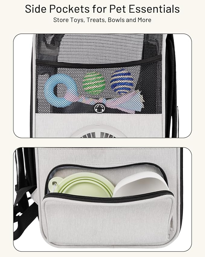 Smart Cat Backpack Carrier with Built-in Cooling Fan & Heating Pad, Expandable Pet Backpack for Cats and Small Dogs up to 16 lbs, Ventilated Travel Carrier for Hiking, Walking & Outdoor