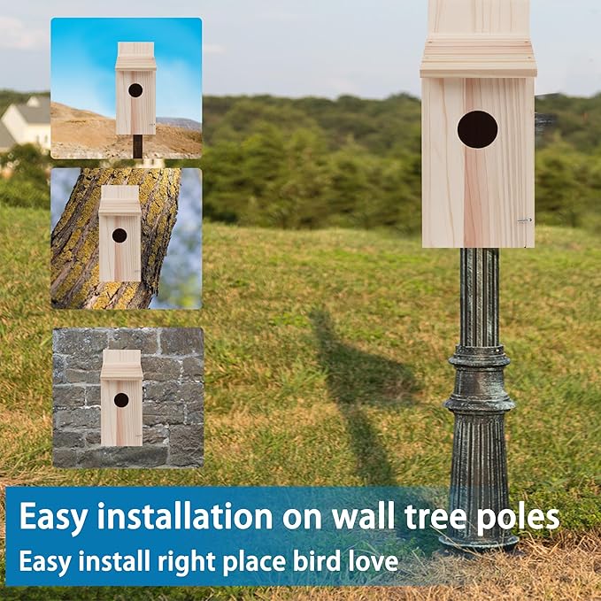Bird House for Outside,Wooden Clearance Humming Bird Cedar Blue Bird Box House,Wren Cedar Finch House,DIY, 1Pack