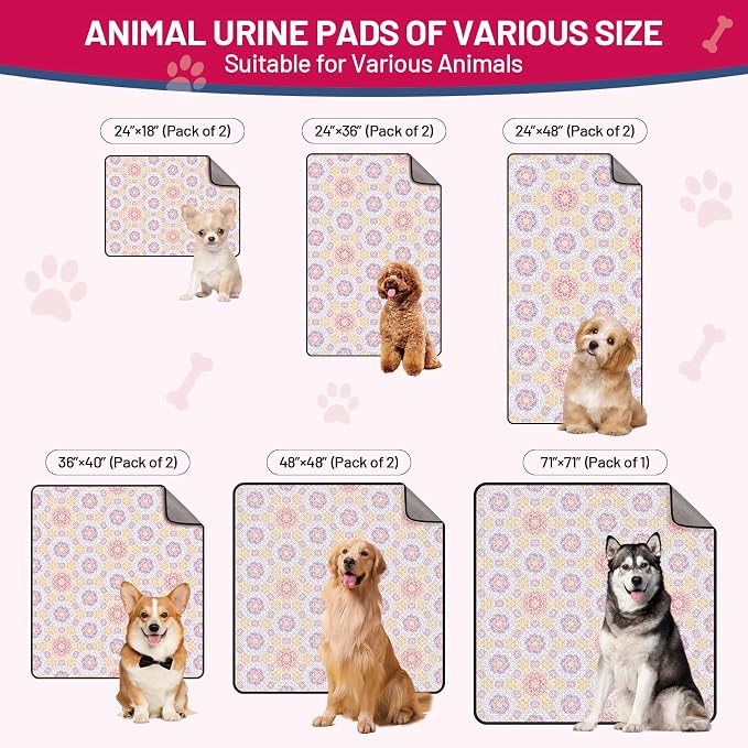 Washable Dog Pee Pads - Absorbent Reusable Puppy Training Pads, Waterproof Leak - Proof & Non - Slip for Crate Whelping Potty Training 24x48 (Pack of 2)
