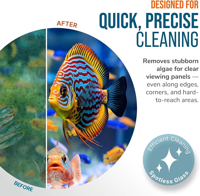 FLIPPER Platinum Hand Algae Scraper – Aquarium Glass and Acrylic Cleaner with Precision Scraper Design, Fish Tank Cleaning Tool for Freshwater & Saltwater Aquariums (28” Rigid Shaft)