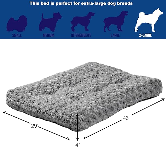MidWest Homes for Pets XL QuietTime Deluxe Gray Ombre Swirl Plush Pet Bed, Machine Washable, Non-Skid Bottom, Soft Crate Mat for 48-inch Crates