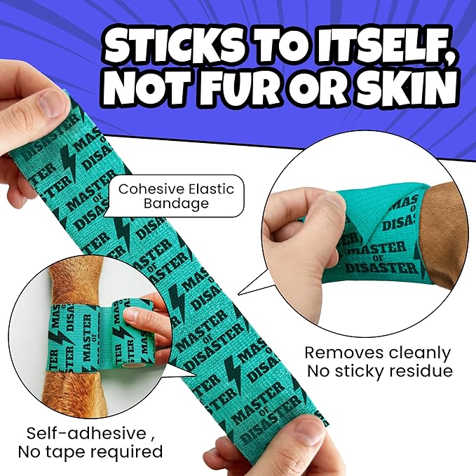 Vet Wrap for Dogs – Funny Dog Bandage for Wounds – Boys 6 Pack 2" Self-Adhesive Vet Tape – Breathable Pet Wrap Bandage for Hot Spots & Injuries – Dog First Aid Kit Supplies – Oops Wraps by Rubyloo