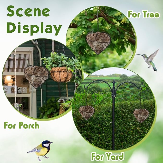Menkxi 4 Pcs Bird Nesting Material, Hummingbird Nest Gift Enjoy Birds Gardening Outside Cute Decor Refillable Nesting Gift for Bird Lovers, Spring Garden Decoration Gifts (Heart Shaped)
