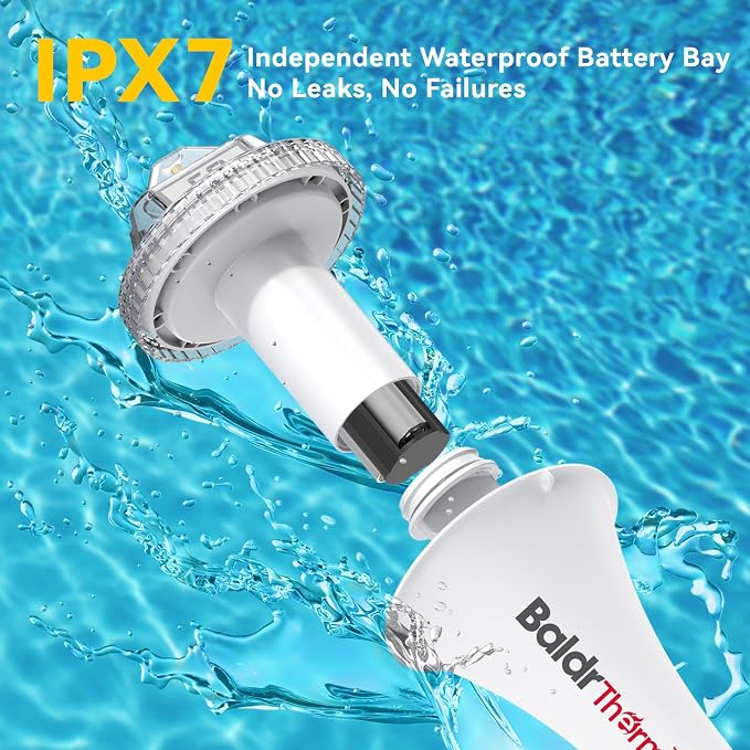 Digital Floating Pool Thermometer, Anti-Fog Design with 360° Visibility, IPX7 Waterproof Water Temp Monitor for Swimming Pools, Hot Tubs, Ice Baths, Spas, Aquariums & Ponds