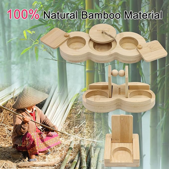 ZALALOVA 3 Pcs Guinea Pig Toys Hamster Enrichment Foraging Toys, Bamboo Interactive Hide Treats for Small Animals Pet Foraging Game Educational Toys for Rabbit Chinchilla Bunny
