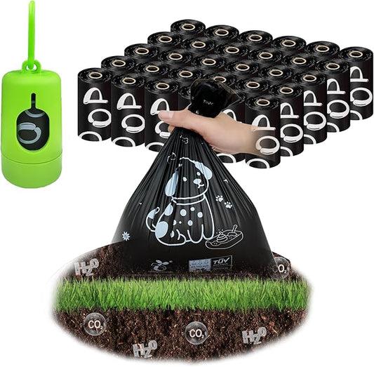Compostable Dog Poop Bags，450 Count - 100% Leakproof & Biodegradable Dog Bags for Poop，Includes Free Dog Poop Bag Holder & Clip