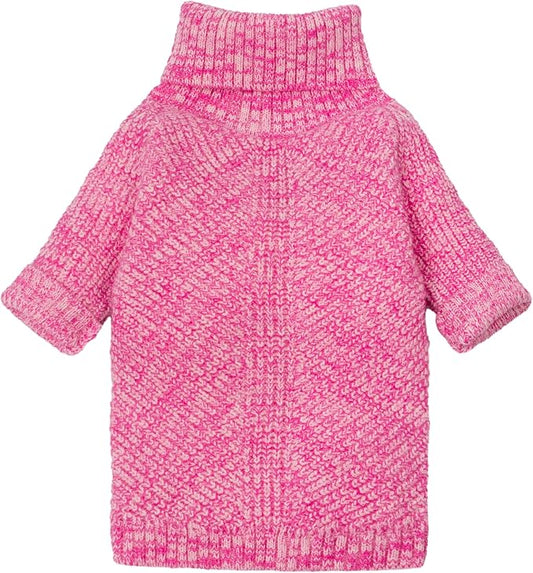 Fitwarm Knitted Turtleneck Dog Sweater, Cozy Dog Winter Clothes for Small Dogs Girl, Holiday Pet Outfit, Heather Pink, Small