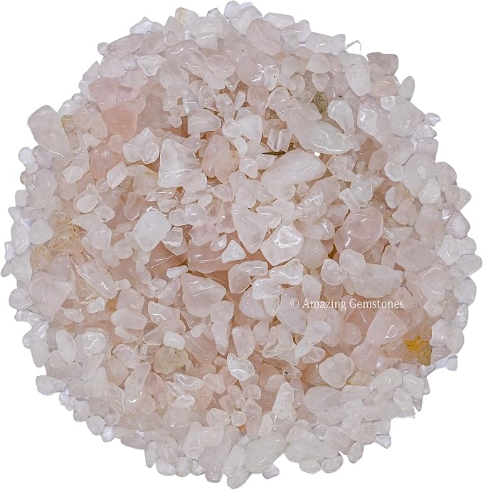 Amazing Gemstone Rose Quartz Crystal Chips Aquarium Gravel Rocks - Rose Quartz Chips Bulk Fish Tank Gravel, Small Tumbled Stone Chips and Tiny Crystals for Decoration (AAA Grade) (1000+ Carat Chips)
