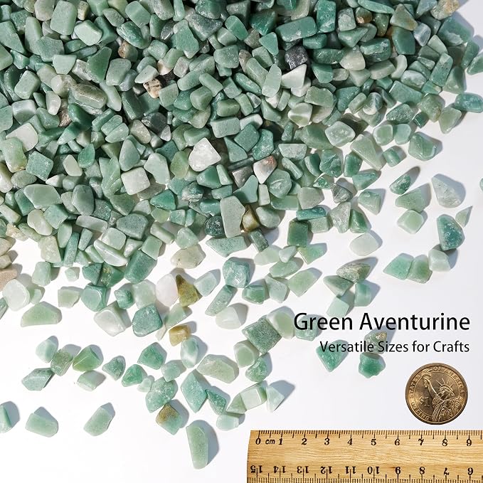 Green Aventurine Chips Bulk 2lbs, 1200+ Pieces, 8-15mm Natural Gemstones