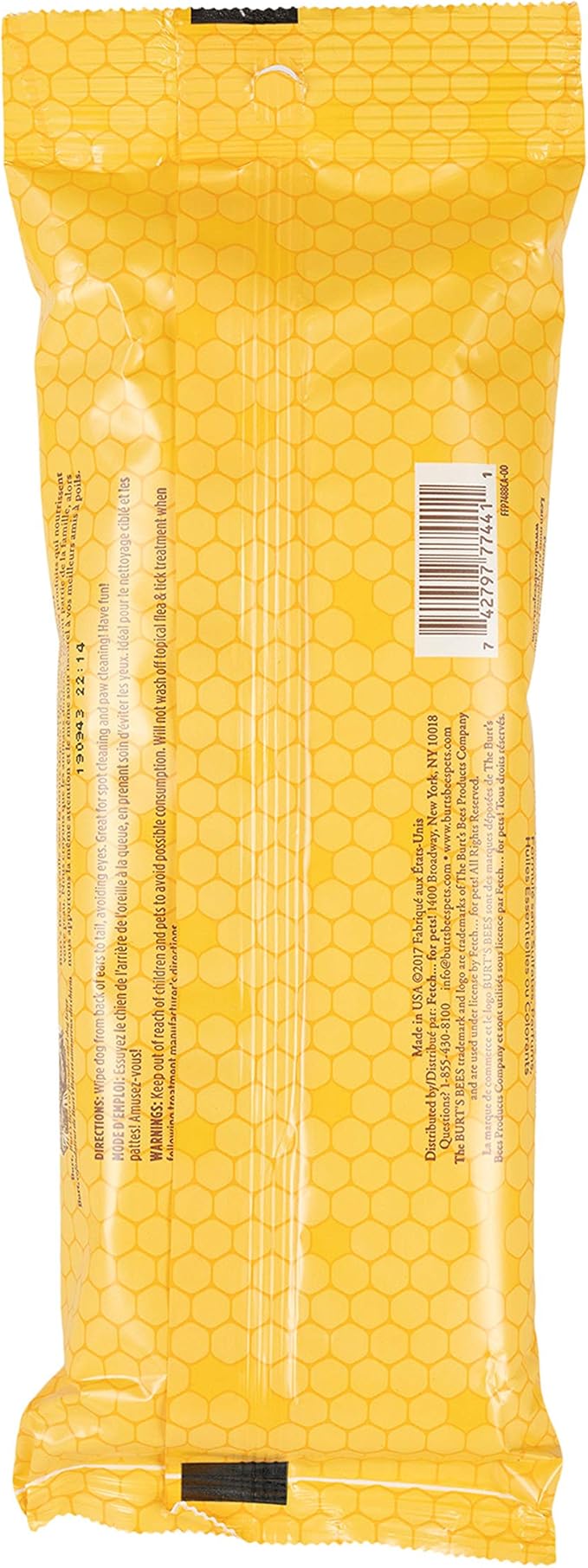 Burt's Bees for Pets Honey Multipurpose Dog Grooming Wipes, Gentle Hypoallergenic Spot Cleaning Sheets, pH Balanced Natural Origin Formula for Paws, Face and Butt, 50 Count - 3 Pack