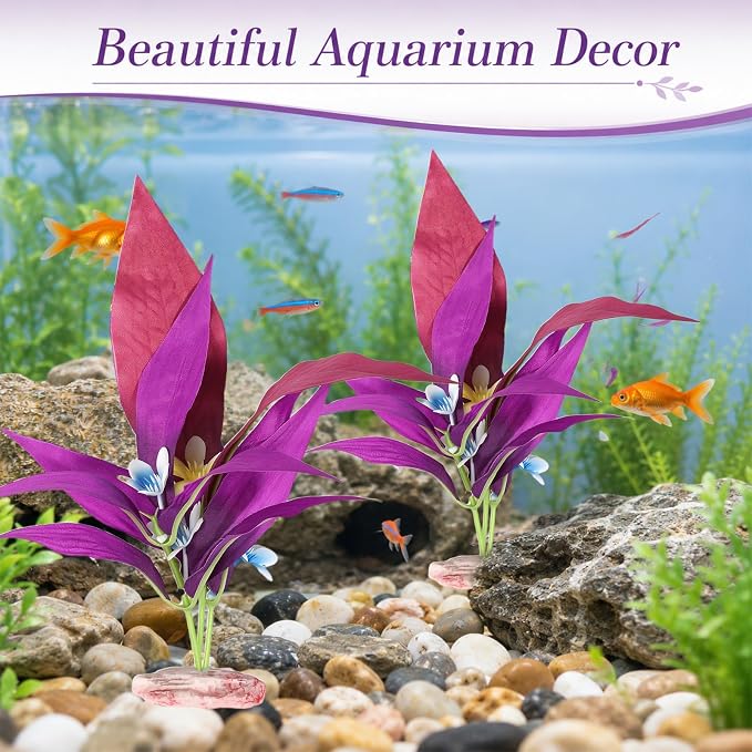 2 PCS Silk Fish Tank Plants, Aquarium Plants for Betta Fish, 7.5 Inch | Artificial Plant Fish Tank Decor Aquarium Decorations, Aquarium Plant for Aquarium Goldfish Turtle Decoration