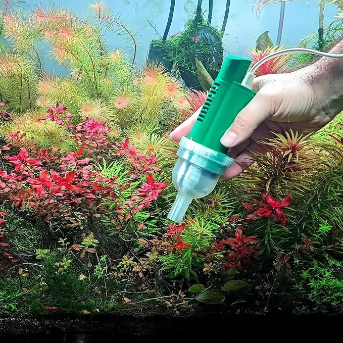 Aquarium Spot Vacuum for Gravel, Sand & Aquasoil, Electric Aquarium Cleaner, Removes Debris Without Removing Water (No Water Change Needed), Fully Submersible, Compact Design for Tight Spaces
