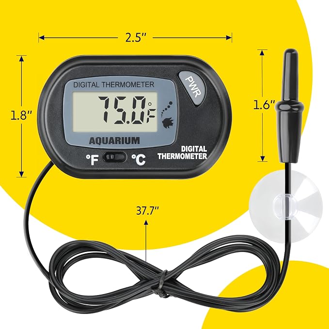 iPower 4 by 7-Inch 4W Reptile Heat Mat, LCD Digital Aquarium Thermometer, Under Tank Warmer Terrarium Heat Pad for Turtles Lizards Frogs and Other Small Animals, Multi Sizes