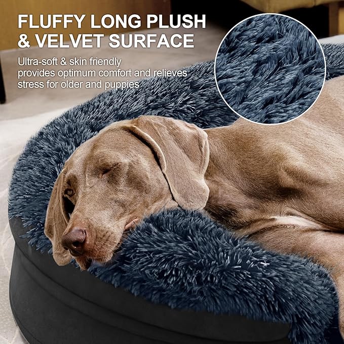 iweepet Black Orthopedic Dog Beds for Extra Large Dogs, 44" x32.6" x7.6" Supportive Dog Sofa Bed with 28D Egg-Crate Foam, Removable Washable Cover, Waterproof Lining, for Puppy,Senior,Sick