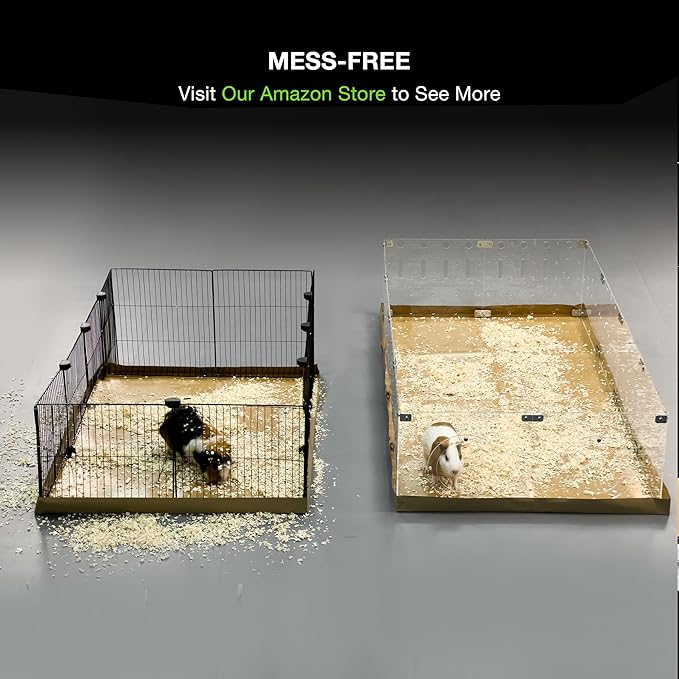 GuineaLoft™ Model-A2 Acrylic Guinea Pig Cage w/Translucent Gauze Lid, Supporting Beams & Connect/Roaming Doors - Large 4x2ft Expandable C&C Cage, Works Also for Bunnies, Button Quails, Hedgehogs