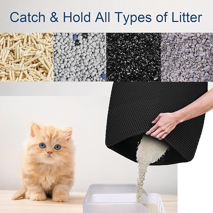 Cat Litter Mat Double Layer Litter Trapping Mat Kitty Litter Box Mat 23.4x14.7 inch Water Proof Cat Litter Catching Mat