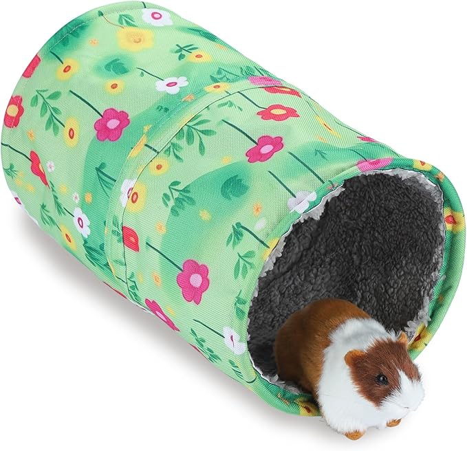 IBWell Cute Floral Guinea Pig Hideout Tunnel Bunny Tunnel Guinea Pig Tunnels and Tubes Hamster Tunnel Soft Tunnel