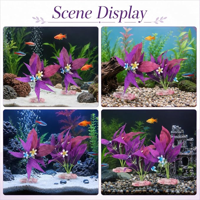 2 PCS Silk Fish Tank Plants, Aquarium Plants for Betta Fish, 7.5 Inch | Artificial Plant Fish Tank Decor Aquarium Decorations, Aquarium Plant for Aquarium Goldfish Turtle Decoration