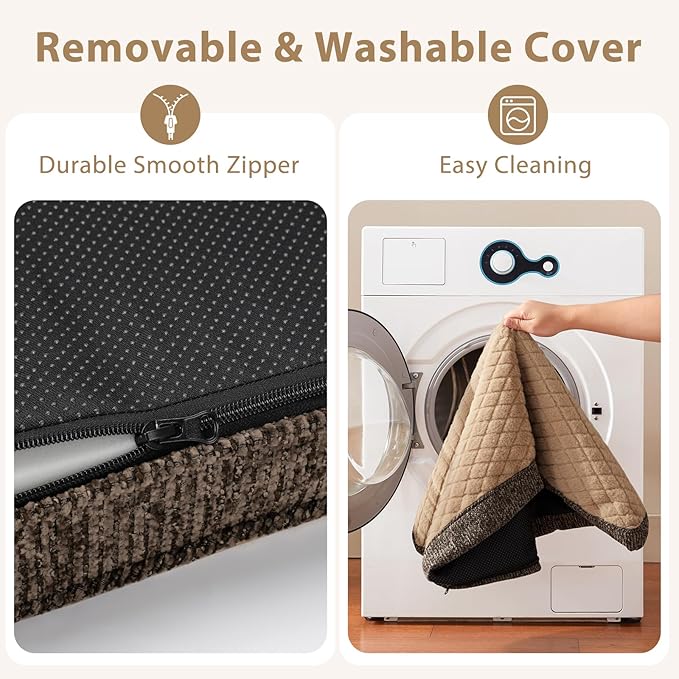 JOEJOY XL Dog Bed for Large Dogs up to 80 lbs, Fits 41" & 42" Crates, Orthopedic Egg Crate Foam Pet Bed with Washable Cover & Waterproof Liner, Non-Slip Bottom (41"x27", Brown)