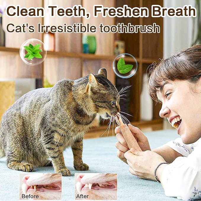 FOIMAS Silvervine Sticks Cat Toys,10pcs Cat Chew Stick Catnip Chew Toy Interactive Cat Toy for Cat Kitten Teeth Cleaning Treat Toys Indoor Outdoor