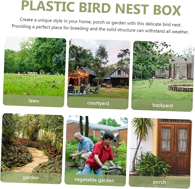 Plastic Bird Nesting Box for Small Birds Weatherproof Breeding Hut for Finches Sparrows Parakeets Lovebirds Cockatiels and Other Pet