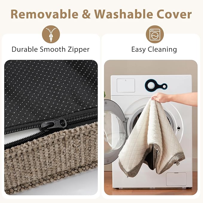 JOEJOY Orthopedic Medium Dog Bed, Washable Dog Crate Bed Medium Sized with Removable Cover, Egg Memory Foam Pet Beds, Beige, 29"x18"