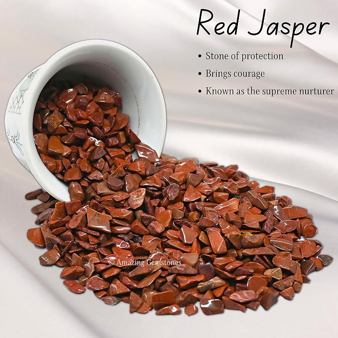 Red Jasper Crystal Chips and Rocks - Aquarium Gravel, Small Tumbled Stones and Tiny Crystals for Decoration (Natural AAA Grade Gemstones)