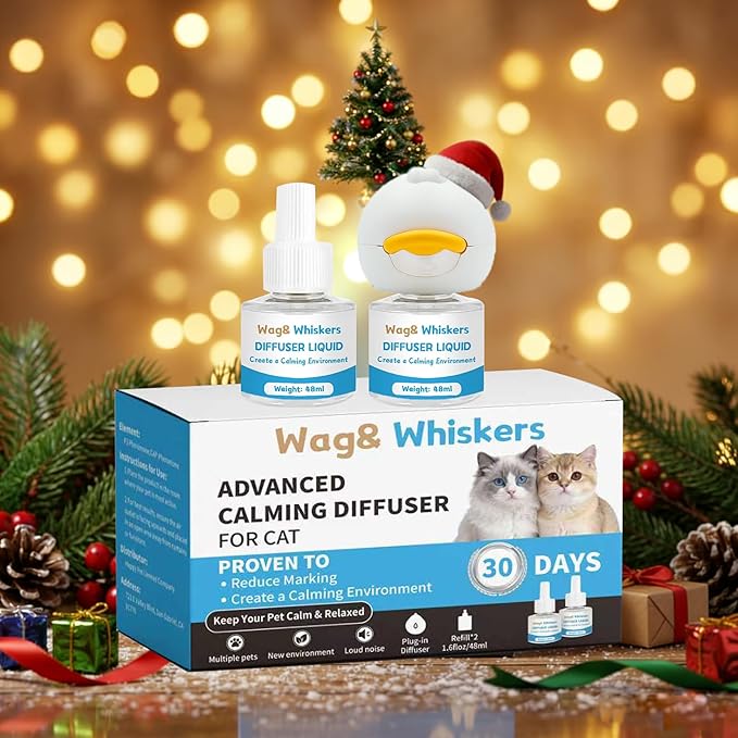 Calming Diffuser, Soothe Your Pet's Emotions, Reduce Stress and Anxiety, and Decrease Fighting and Scratching Behaviors, 3-in-1 Kit for Cats (Refills*4)