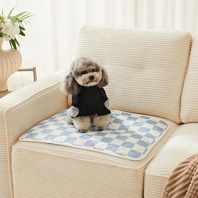 2 Pack Blue Checkered Washable Pee Pads for Dogs, Checkered Reusable Dog Pee Pads, for Puppy Playpen, Crate, Whelping Box, Potty Training, Cute Aesthetic Absorbency, Leak-Proof Non-Slip