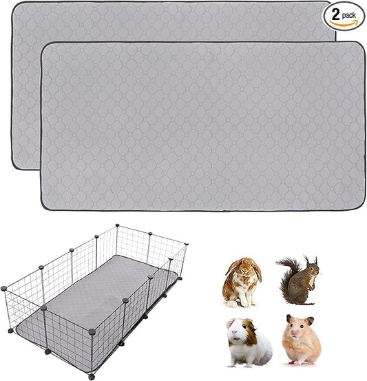 Guinea Pig Cage Liners, 28''X56'' Washable Guinea Pig Pee Pads, Non Slip Reusable Super Absorbent Guinea Pig Training Mat Bedding Fleece for Small Animals Hamster Rabbit Chinchilla Rat, 2Packs
