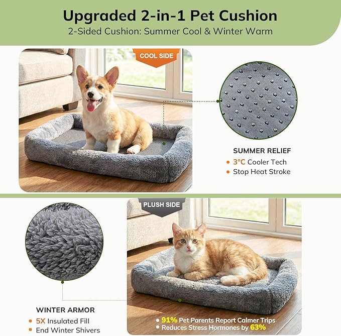 Morpilot Top and Side Expandable Cat Carrier, Collapsible Soft-Sided Pet Carrier for Medium/Large Cats and Puppies up to 20lbs for Car Rides and Vet Visits, with Dual-Sided Cushion& Bowl (Dark Gray)