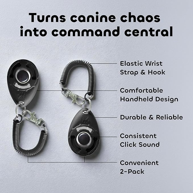 Dog Training Clicker - Essential Clickers for Obedience Training, Positive Reinforcement for Puppies and Adult Dogs - For Owners and Professional Trainers - Safe for Pets - Two Pack