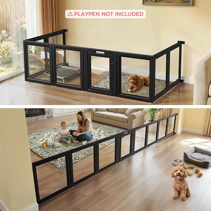 FXW Fence-to-Wall Anchors (Pack of 4) for AuraSpace Playpen – Accessory Only, Safely Expand Your Dog’s Play Area, Fits 24" H Acrylic Playpen, Black